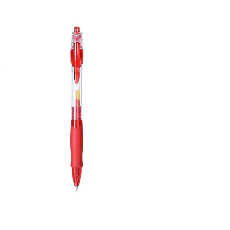 0.5mm gel pen with click mechanism in black, red, and blue colour options