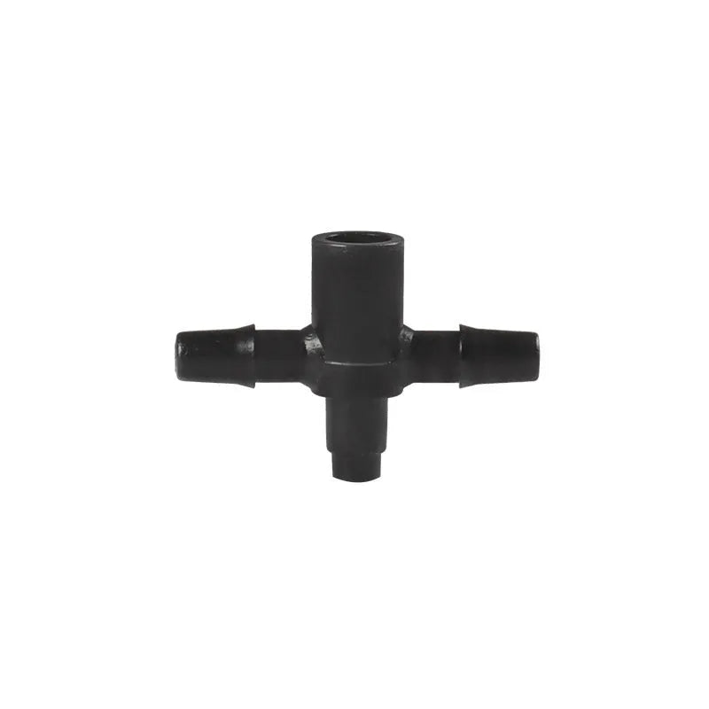 White plastic tee joint water distributor connector for garden irrigation systems