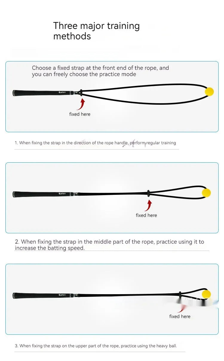 Black silicone elastic string practice rope trainer for golf swing correction and ball sports training