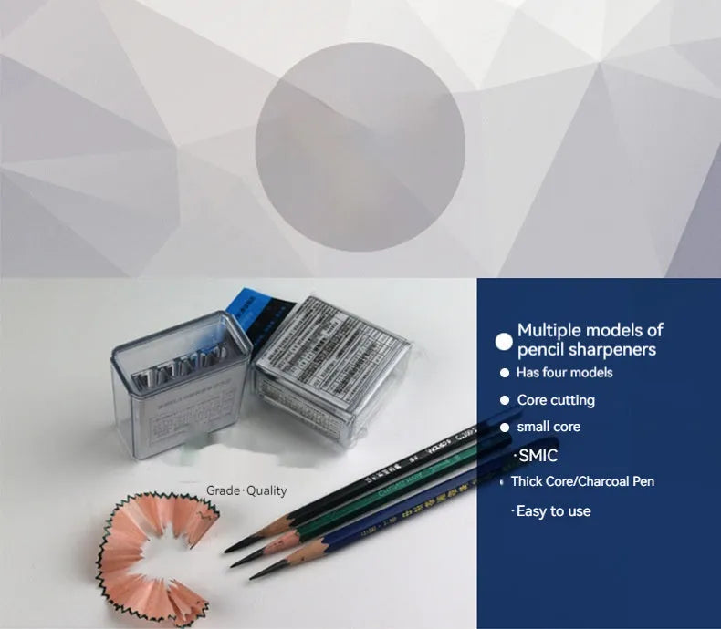 Four-hole geometric pencil sharpener with four blades for art sketching projects