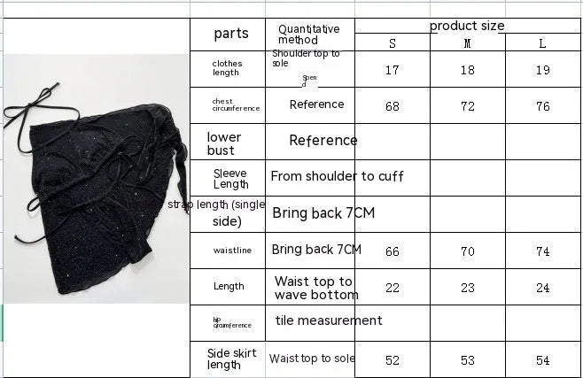 Black three-piece bikini swimsuit set with separate top and shorts
