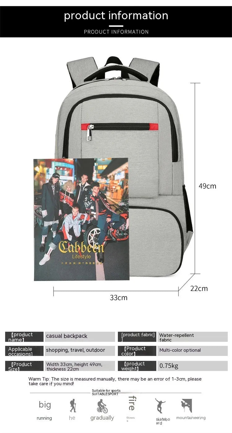 Oxford cloth insulated backpack with curved shoulder straps in light grey, showing dry-wet separation compartments