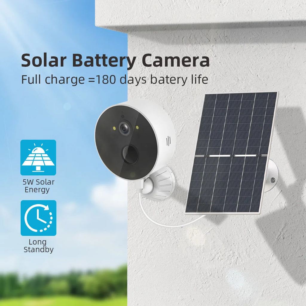 Solar panel and 1080P outdoor security camera system for low power consumption monitoring