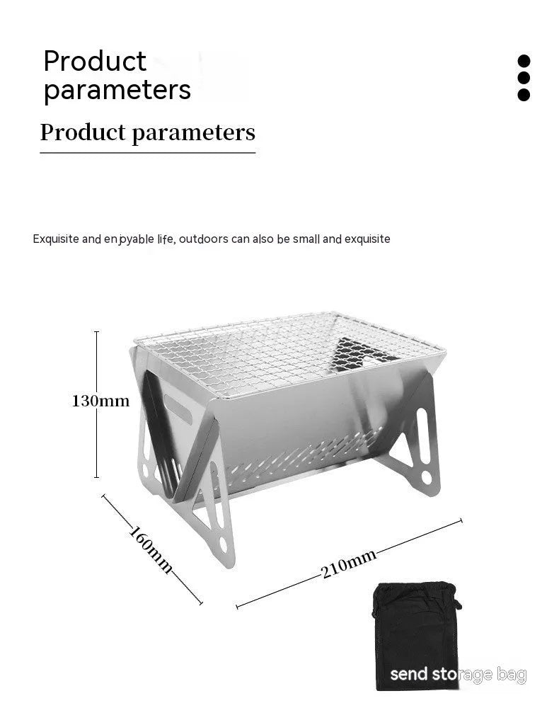 Stainless steel folding barbecue oven large size for outdoor cooking 1-2 people with storage bag