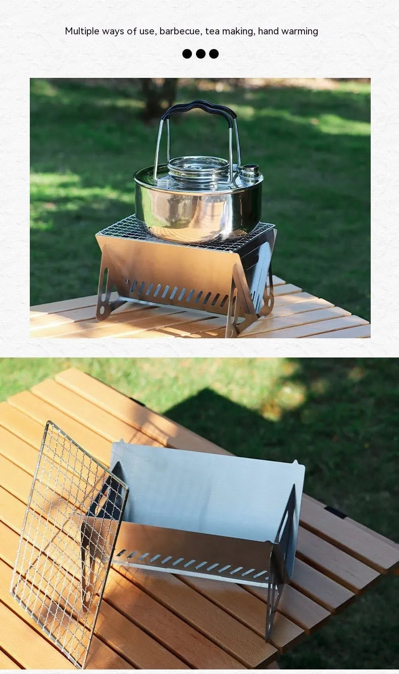 Stainless steel folding barbecue oven large size for outdoor cooking 1-2 people with storage bag
