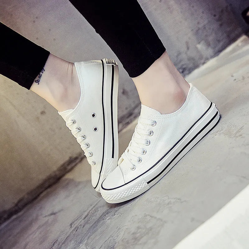 Women's casual canvas shoes in solid colours available in multiple sizes