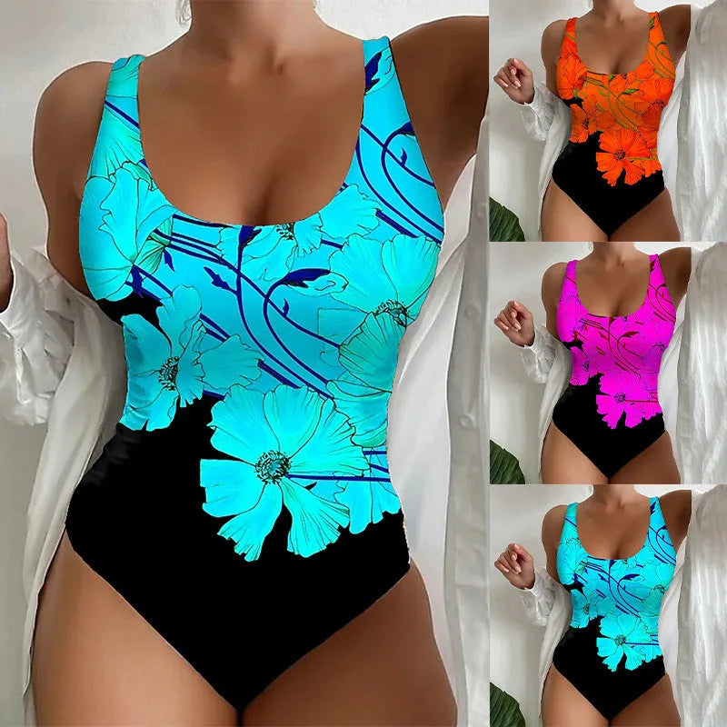 Women's one-piece swimsuit with 3D printed pattern in Lycra fabric available in multiple colours and sizes