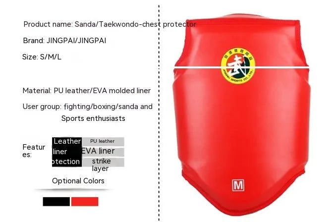 Boxing helmet and one-piece chest protector in PU material, black colour, with adjustable fit for training and competition