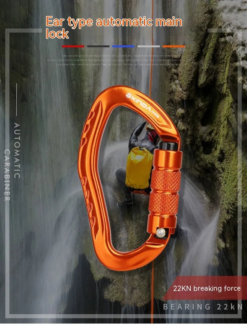 Automatic master lock climbing carabiner in five colour options for mountaineering