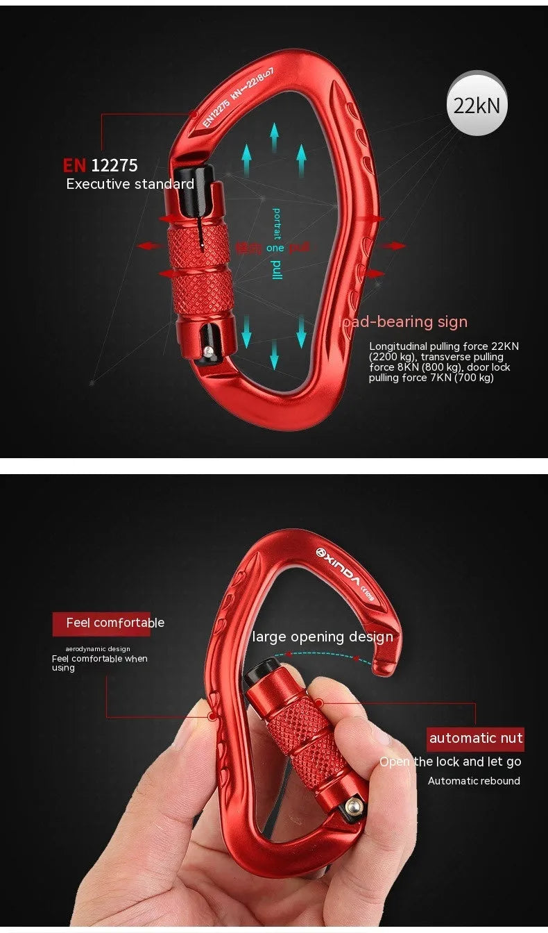 Automatic master lock climbing carabiner in five colour options for mountaineering