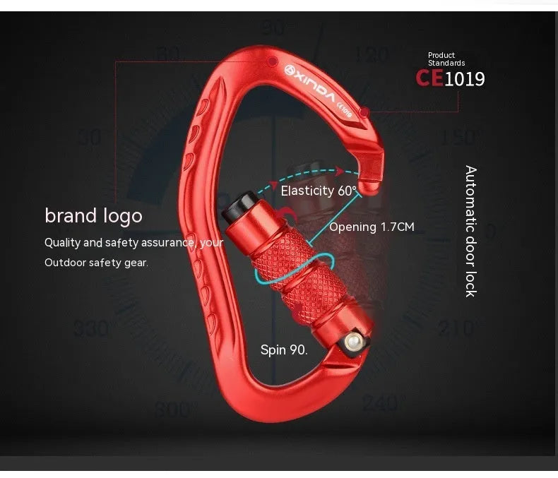 Automatic master lock climbing carabiner in five colour options for mountaineering