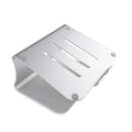 Aluminium laptop cooling bracket with rotary adjustment in silver or grey