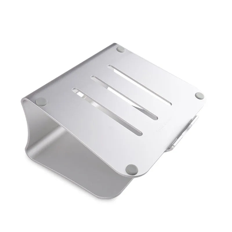 Aluminium laptop cooling bracket with rotary adjustment in silver or grey