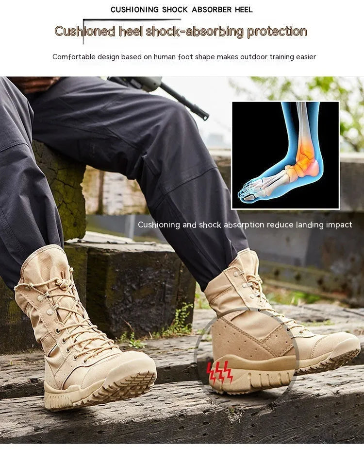 Yulong combat boots outdoor climbing tactical desert boots in black for men and women