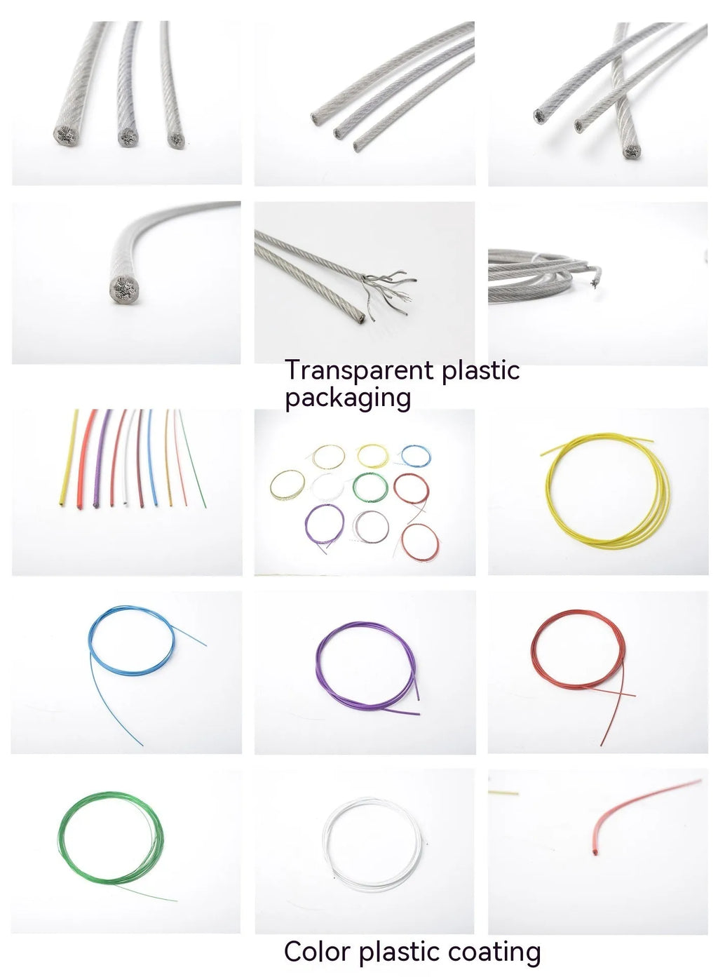 304 stainless steel invisible anti-theft security wire coil showing flexible coated rope construction