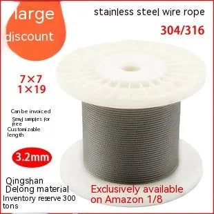 304 stainless steel invisible anti-theft security wire coil showing flexible coated rope construction