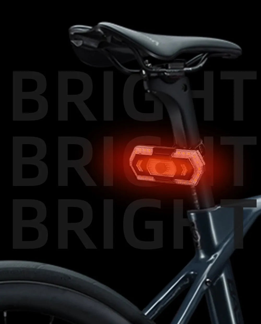 Black wireless steering remote control bicycle taillight with USB charging port