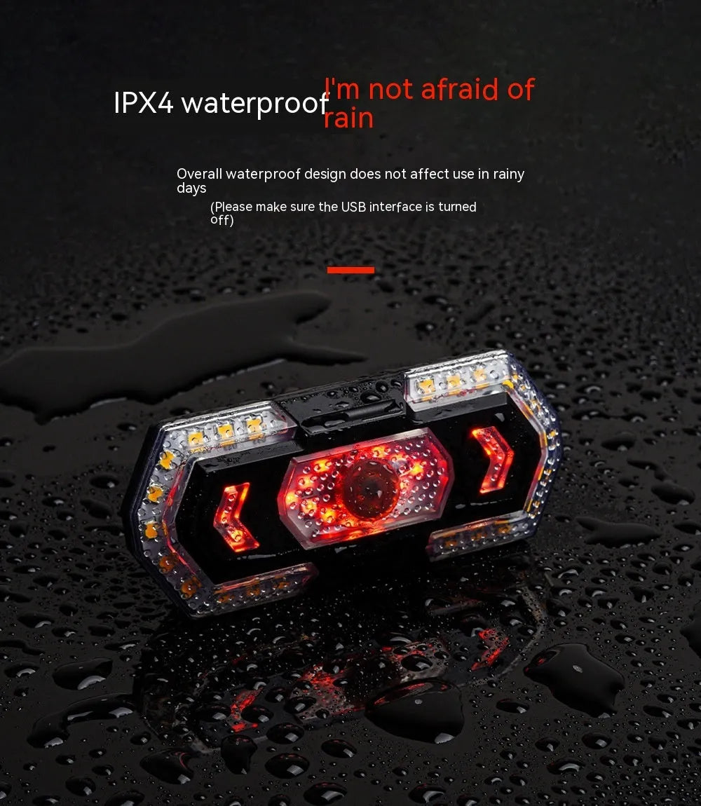 Black wireless steering remote control bicycle taillight with USB charging port