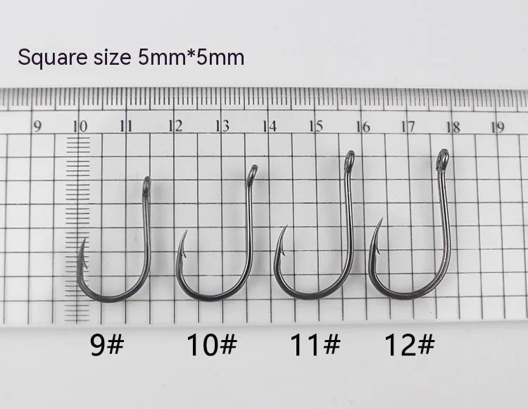 Bulk alloy carbon steel barbed crooked mouth fishing hooks with ring eye for sea rock fishing