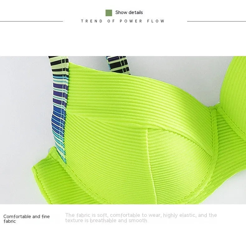 Women's green printed polyester halter bikini set with high-waist briefs on white background
