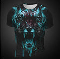 Men's 3D tiger pattern short sleeve t-shirt in bird eye cloth polyester with digital printing