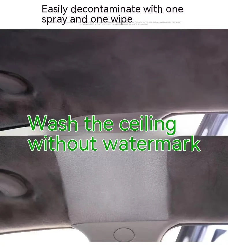 Wash-free fabric roof foam cleaner bottles with cleaning towel and sponge wipes for interior ceiling decontamination