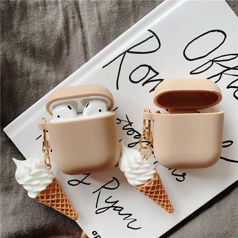 Transparent silicone case with cylinder ice cream design for Apple AirPods 2 wireless earbuds