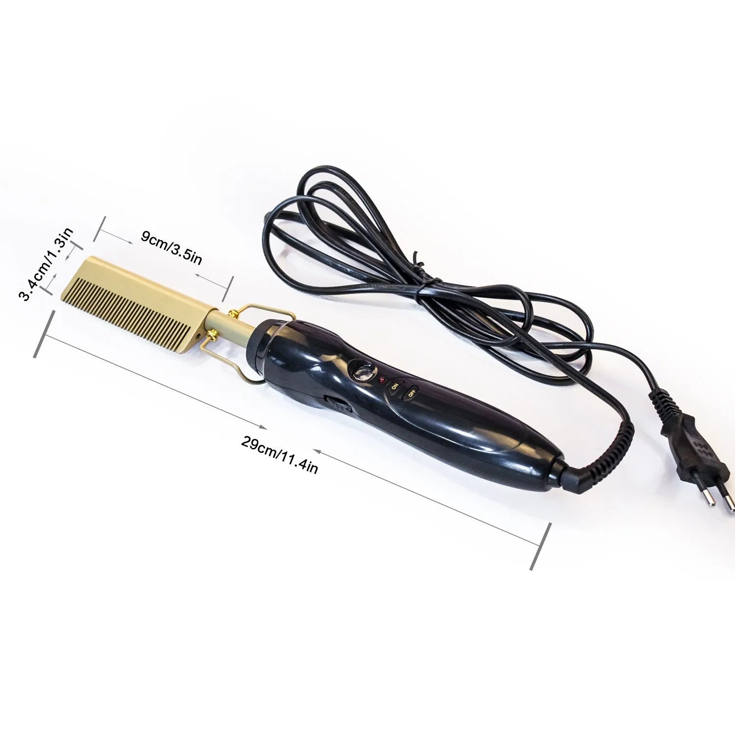 Gold multifunctional hair comb with ceramic thermal conductor and temperature control, 21-30mm diameter