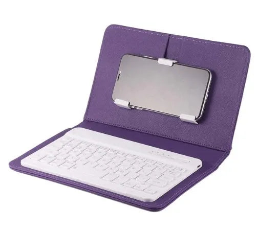 Wireless Bluetooth keyboard case with protective holster for smartphones and tablets in seven colour options