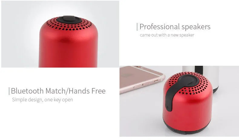 Hieha XQ11 mini cylinder Bluetooth speaker in black, gold, pink, red, or silver colour.