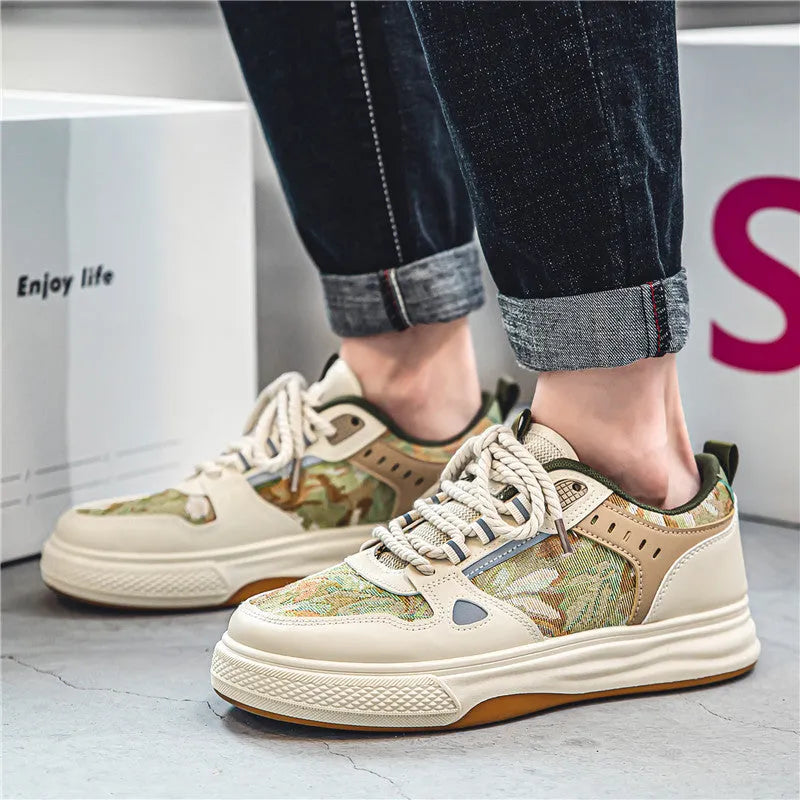 Canvas casual flat shoes in Milan green or beige with round toe design for daily wear