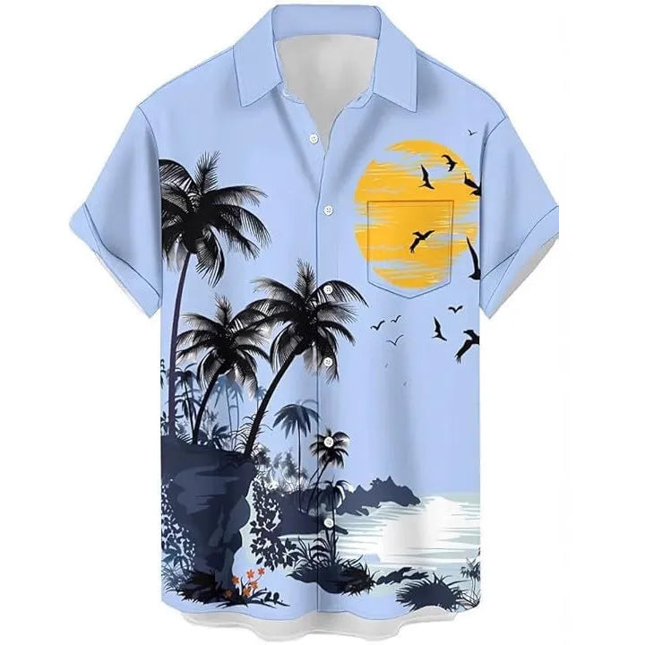 Men's camouflage pattern short sleeve slim fit polyester fibre cardigan shirt in black