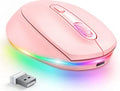 24g wireless rechargeable mouse in multiple colours, shown next to a USB charging cable.