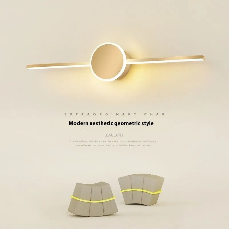 Gold finish mirror front bathroom cabinet LED makeup wall lamp, 60cm three-colour adjustable