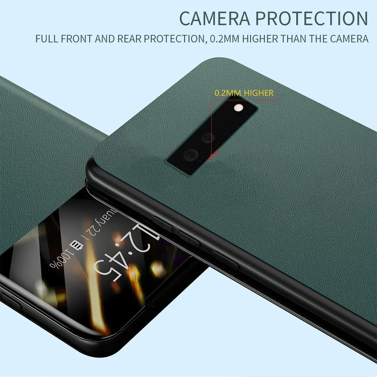 Card flip PU leather protective case for Google Pixel 6 in black, with card slot visible