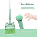 Purple broom and dustpan set with non-stick brush head and rotating long handle