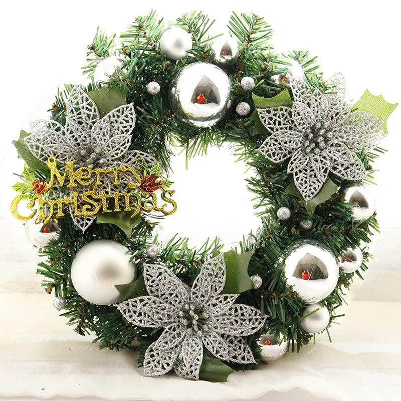 30cm multicolour plastic Christmas wreath for door decoration in red, gold, silver, blue, pink, or purple