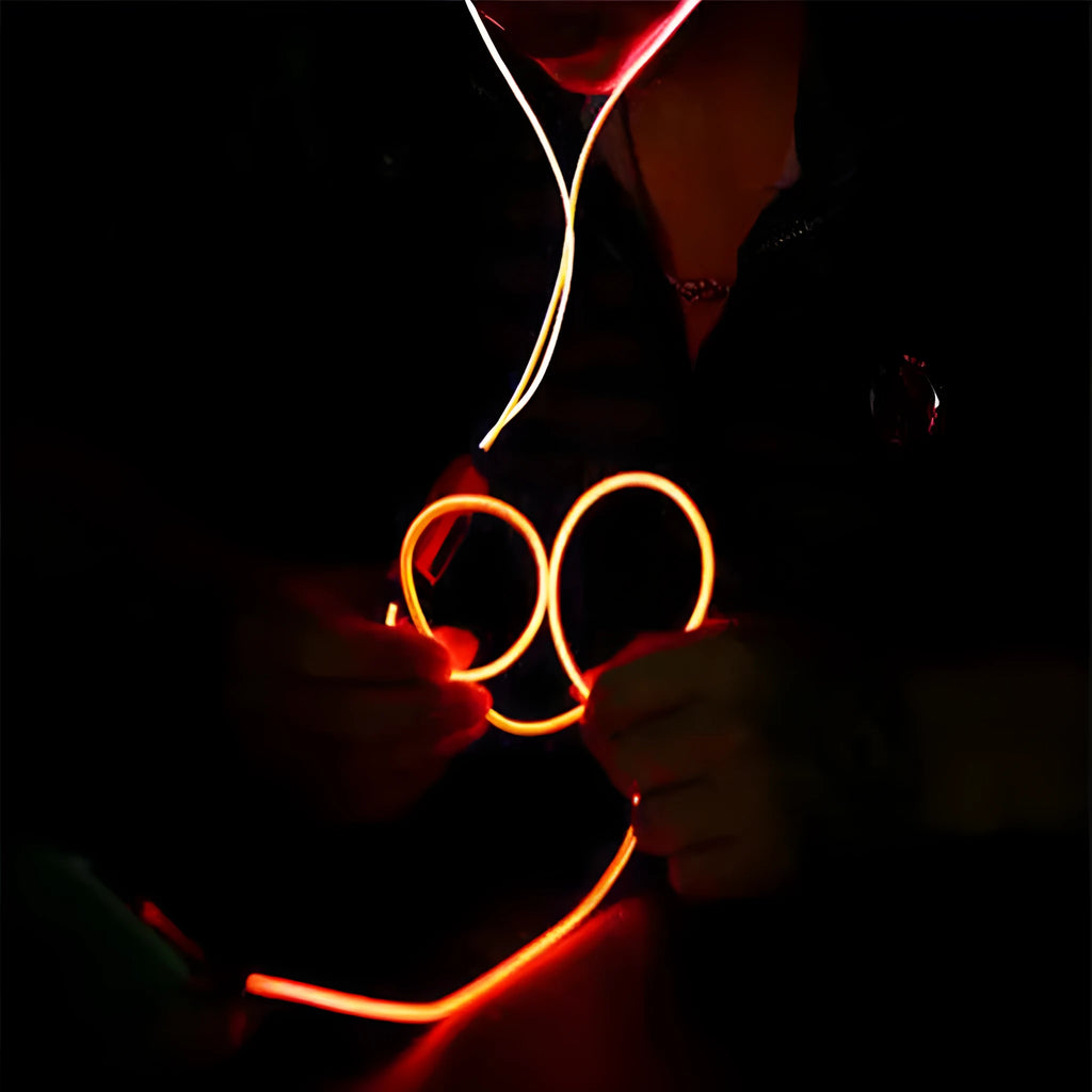 Blue LED light up earphones with glowing EL lines, 3.5mm plug and remote control.