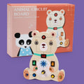 Wooden animal simulation circuit board educational toy for children 4-6 years, 21.5x18x5.5cm, showing Bear style front view in colour box packaging