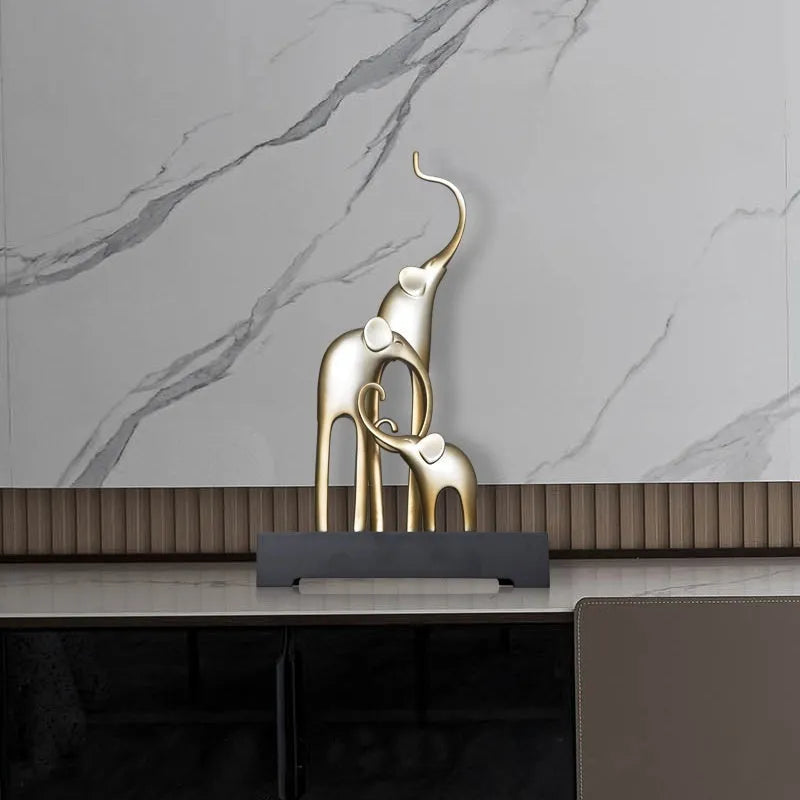 Fortune Bring Elephant resin decorative ornament in bright gold, rose gold, silver or retro colour finishes