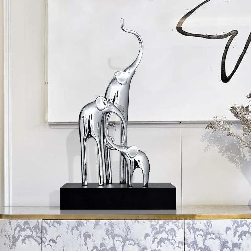 Fortune Bring Elephant resin decorative ornament in bright gold, rose gold, silver or retro colour finishes