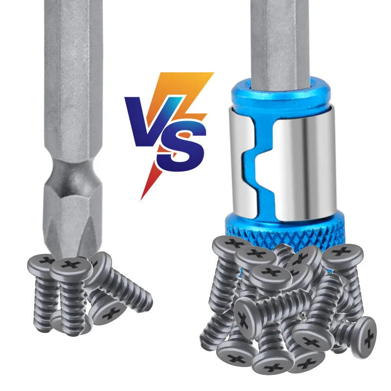 Light blue screwdriver bit with magnetic ring for slotted screwdrivers