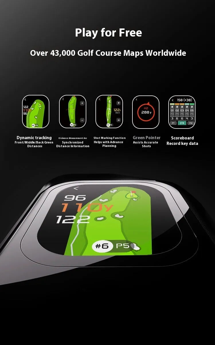 GenePro G1 GPS rangefinder in black with AMOLED touch screen and compact plastic body
