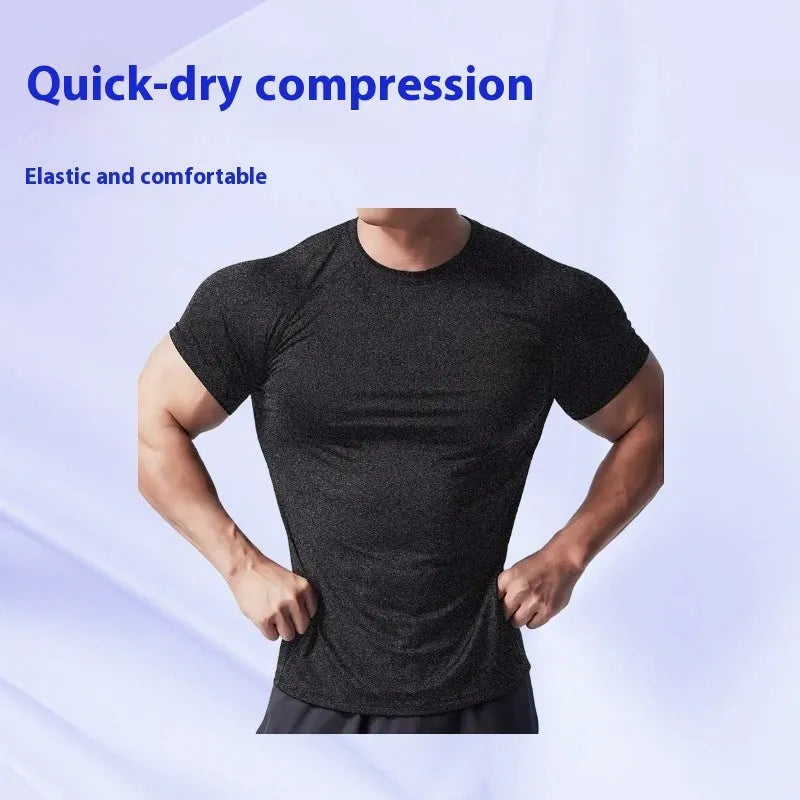 Tight stretch quick-drying short sleeve running t-shirt in polyester blend