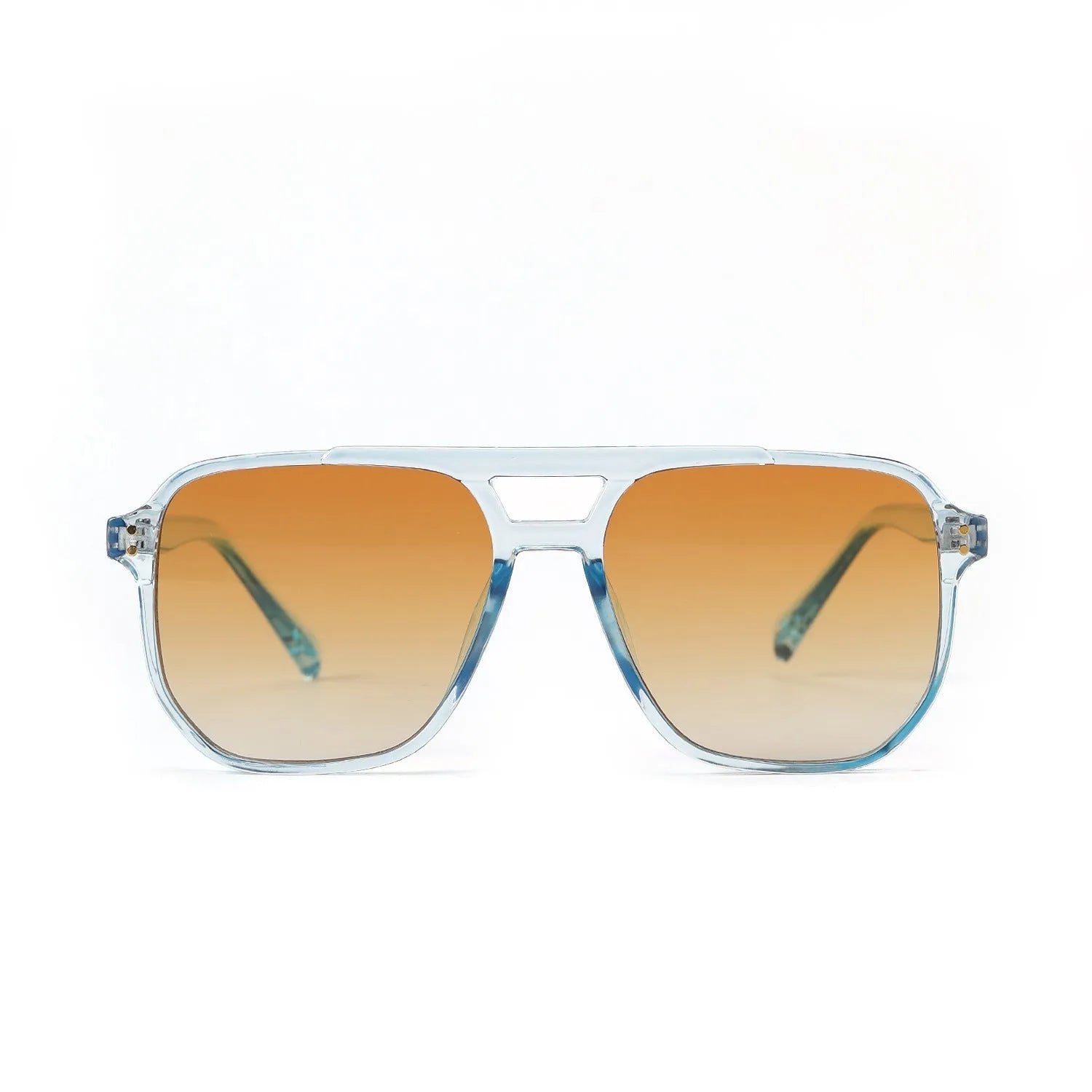 Square double beam fashion sunglasses for women in bright black all grey colour with UV400 protection.