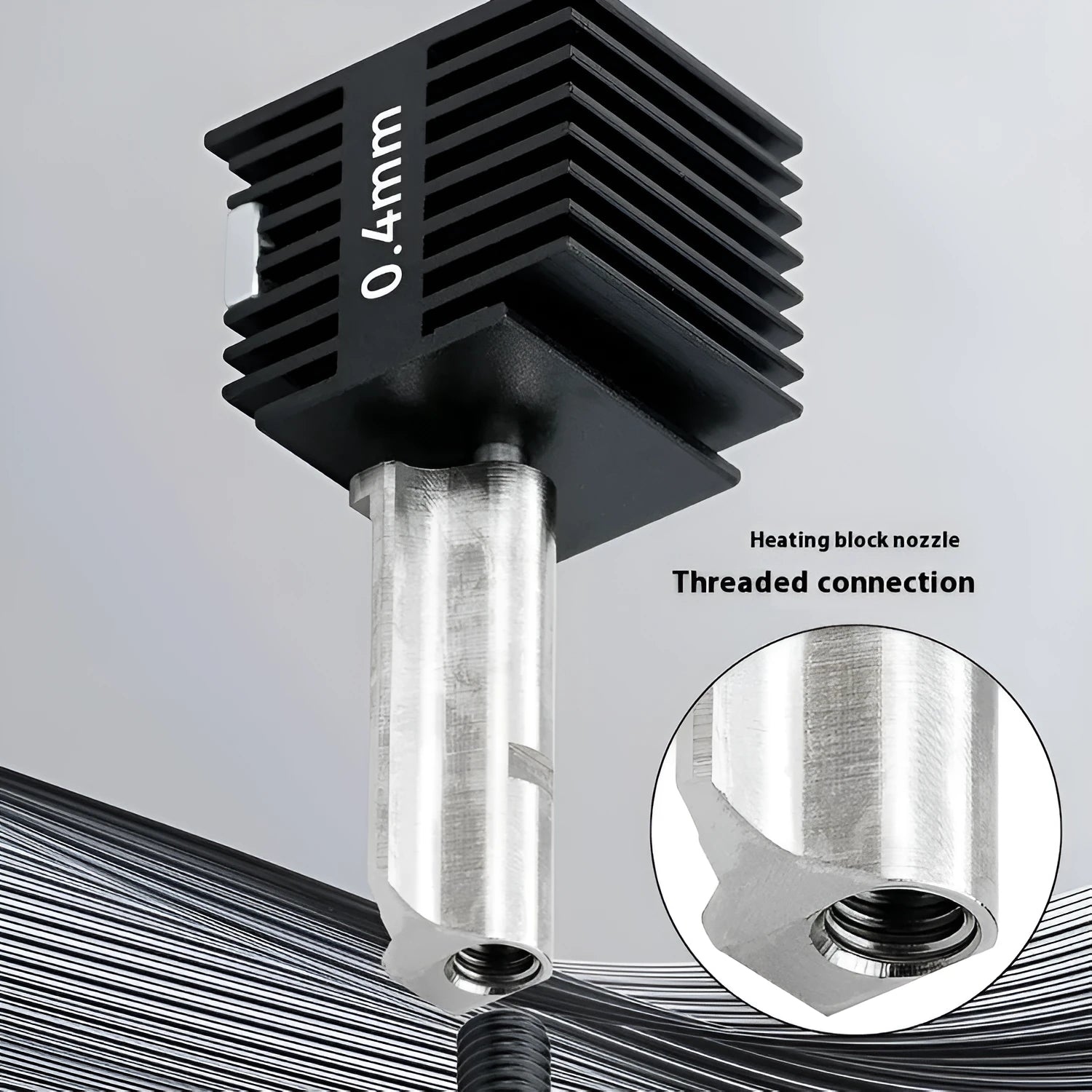 Hardened steel hot end assembly for A1 A1 Mini 3D printer with interchangeable nozzles and black silicone sleeve