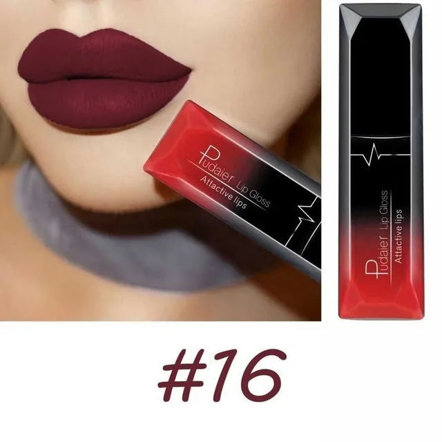 Matte lip gloss lipstick in 8ml tube with 21 colour options, long-lasting waterproof finish