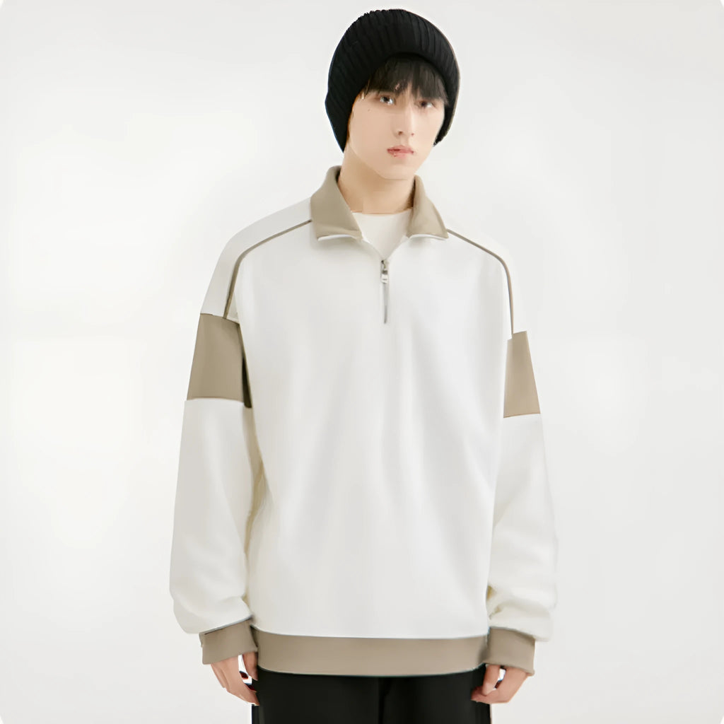 Men's black hooded corduroy sweatshirt with drop shoulder design and loose lapels