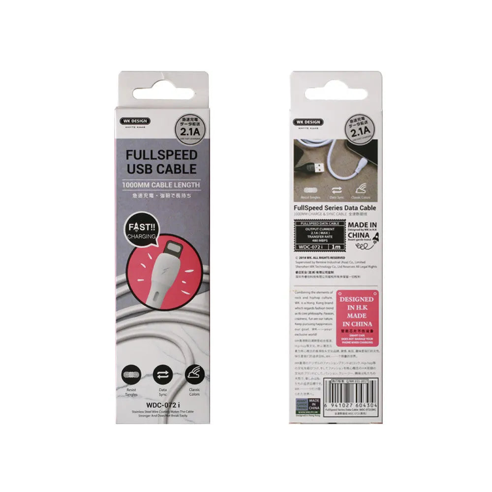 1m fast charging cable USB single-head in black on white background