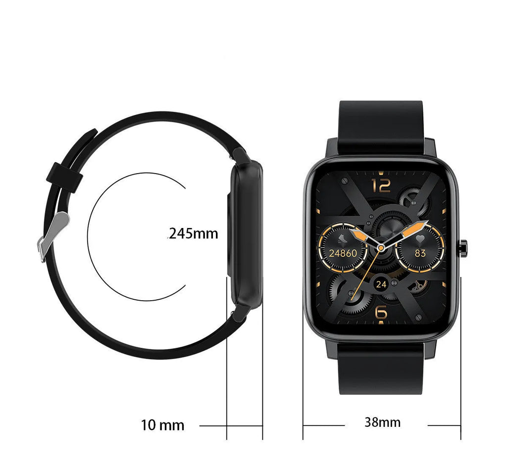 H80 Fashion Sports Smart Watch with a black silicone strap and a 1.69-inch touch screen displaying health metrics.